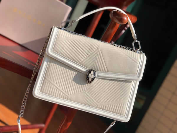 Fake Bvlgari Serpenti Forever White Handbag Shoulder Bag 286628