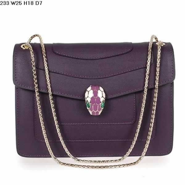 Replica Bvlgari Serpenti GM Bag Calfskin Leather in Purple