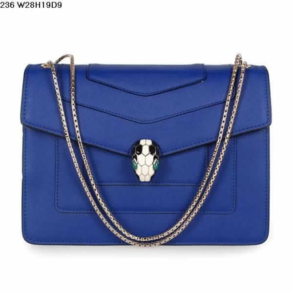 Replica Bvlgari Serpenti GM Bag Calfskin Leather in Blue