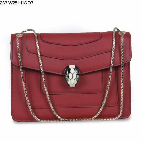 Replica Bvlgari Serpenti Calfskin Leather GM Shoulder Bag Wine Red 233