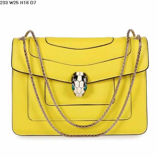 Replica Bvlgari Serpenti GM Bag Calfskin Leather in Yellow