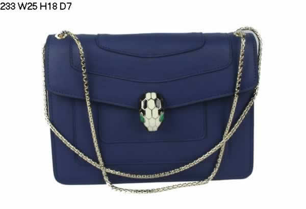 Replica Bvlgari Serpenti Calfskin Leather GM Shoulder Bag Navy Sapphire Blue 233