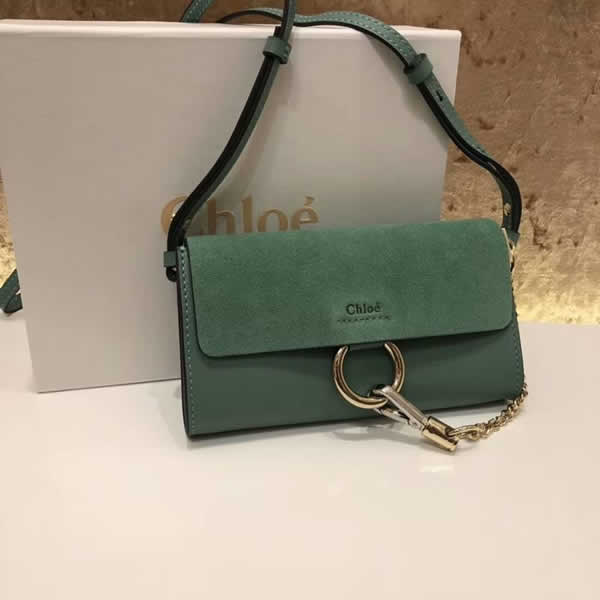 Replica Chloe Faye Mini Green Buckskin Leather Sheepskin lining Handbags Outlet