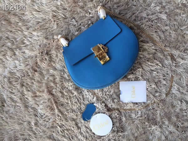 2019 Chloe Drew Blue Flap Crossbody Bag With High Quality