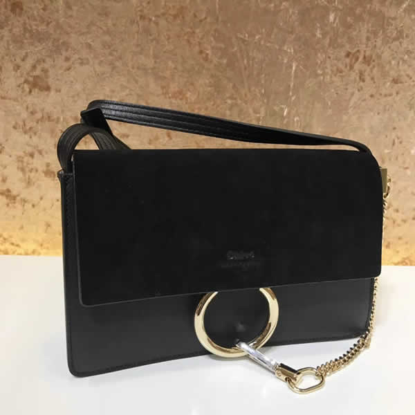 2019 Chloe Faye Bag Black Flap One Shoulder Crossbody Bag