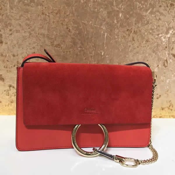 2019 Chloe Faye Bag Red Flap One Shoulder Crossbody Bag