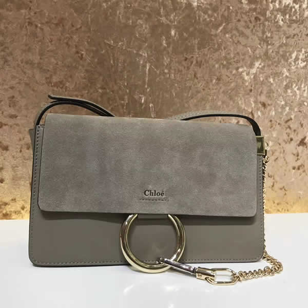 2019 Chloe Faye Bag Gray Flap One Shoulder Crossbody Bag