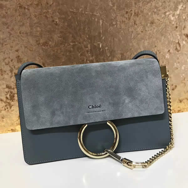 2019 Chloe Faye Bag Blue Flap One Shoulder Crossbody Bag