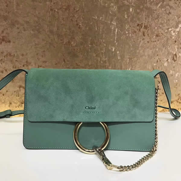 2019 Chloe Faye Bag Green Flap One Shoulder Crossbody Bag