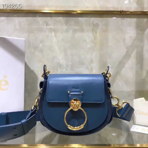 Replica Discount New Chloe Tess Blue Flap Shoulder Crossbody Bags