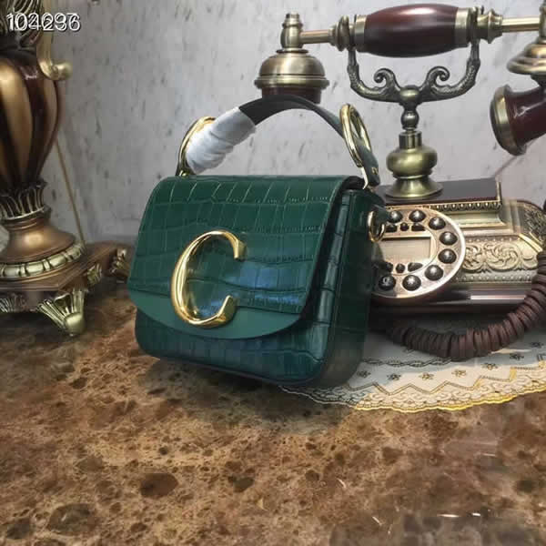 Fashion Cheap Fake Chloe C Bag Green Flap Crossbody Bag