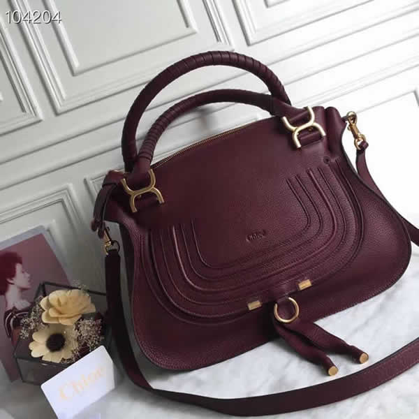 Hot Sale Fake New Chloe Marcie Red Wine Tote Shoulder Bag