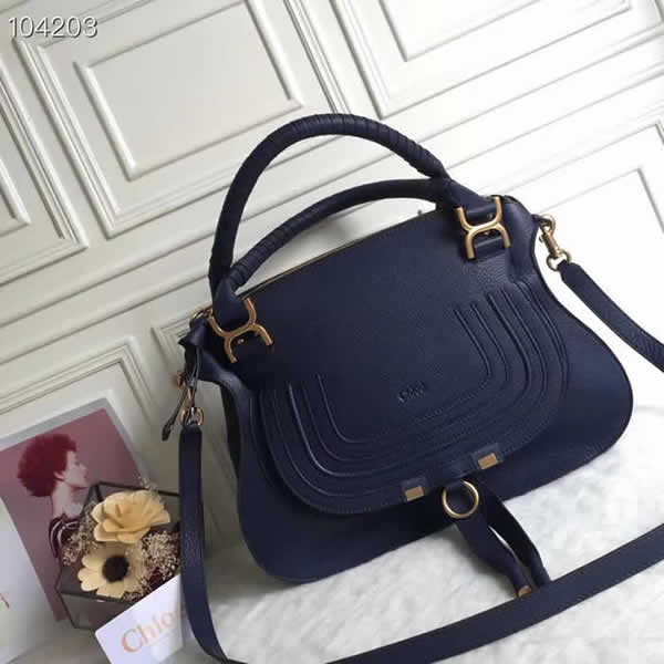 Hot Sale Fake New Chloe Marcie Blue Tote Shoulder Bag