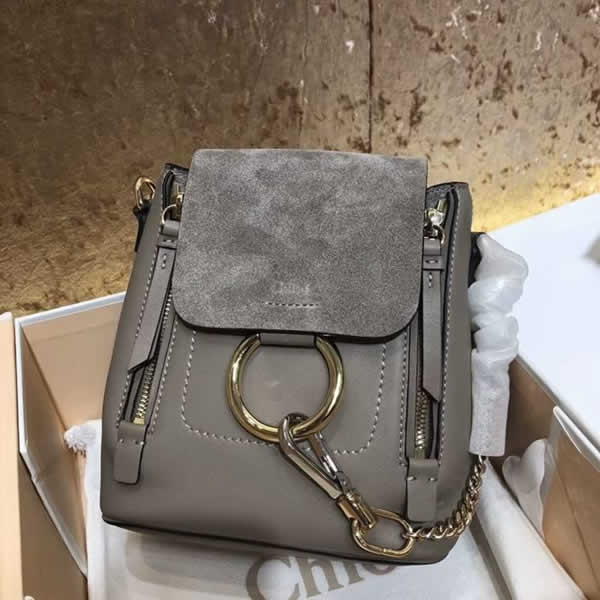 Replica New Grey Chloe Faye Backpack Mini Backpack Discount Handbags 1232
