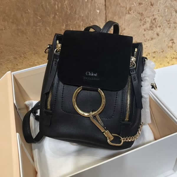 Replica New Black Chloe Faye Backpack Mini Backpack Discount Handbags 1232
