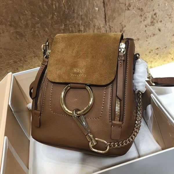 Replica New Brown Chloe Faye Backpack Mini Backpack Discount Handbags 1232