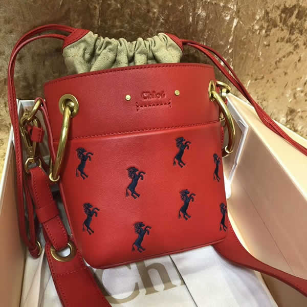 Replica 1:1 Quality Chloe Roy Bucket Red Bags Hot Sale