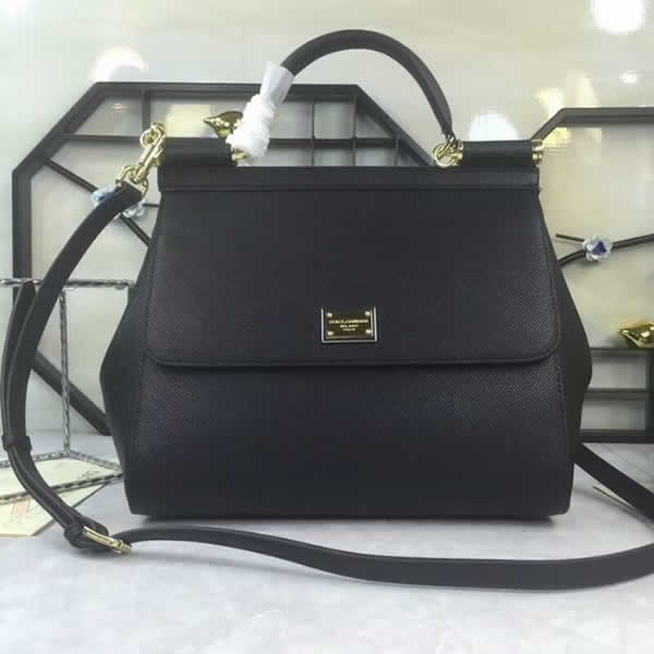 Replica Black Dolce & Gabbana Fashion Platinum Palm Print Handbags Hot Sale