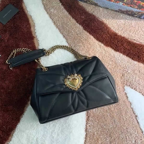 Replica New Dolce & Gabbana Cheap High Quality Devotion Black Flap Crossbody Bag