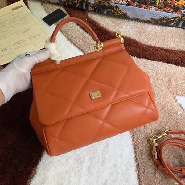 Replica 2021 Dolce & Gabbana New Orange Flap Hand Messenger Bag Hot Sale