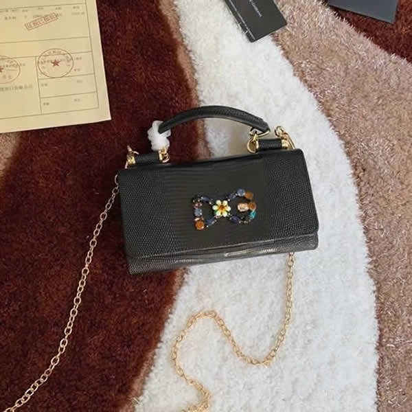 Fake Cheap New Fashion Dolce & Gabbana Lizard Black Crossbody Bag