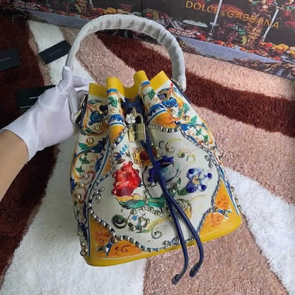 Replica New High Quality New Printing Dolce & Gabbana Crossbody Bucket Bag Outlet Online 02