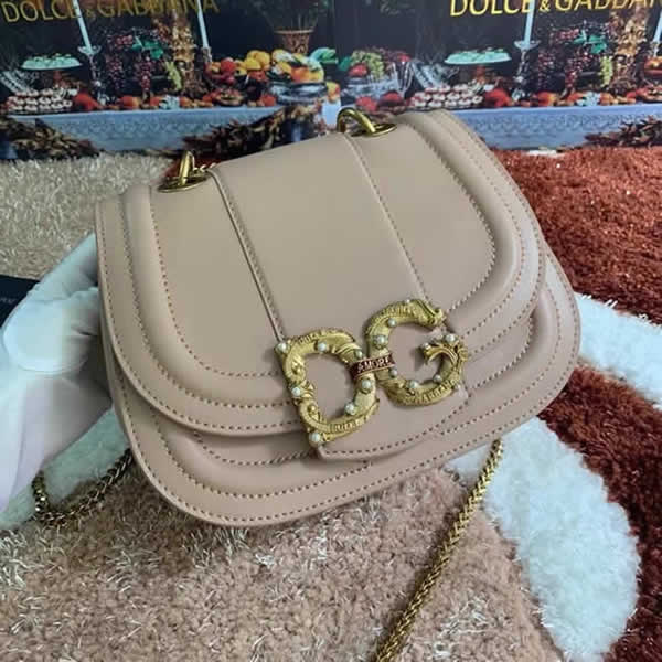 Replica Cheap Dolce & Gabbana Apricot Flap Crossbody Shoulder Bag