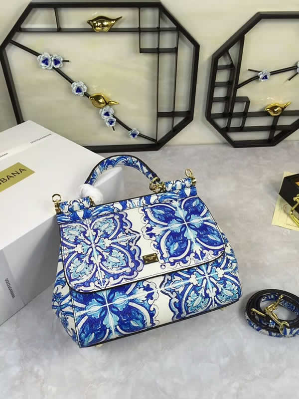 Replica Printing Dolce & Gabbana Blue Messenger Bags Flip Bags