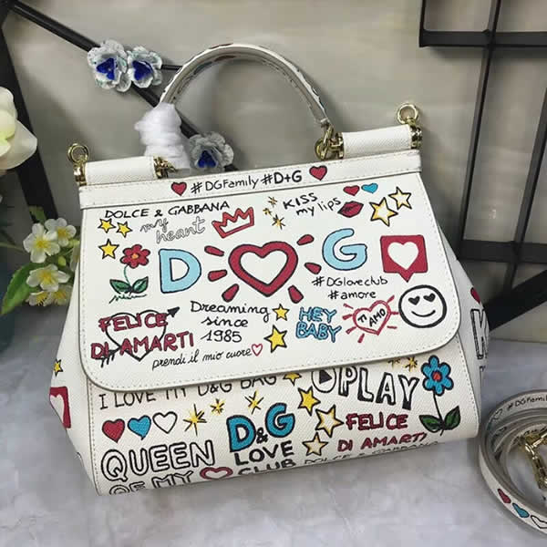 Replica Printing Dolce & Gabbana White Messenger Bags Flip Bags