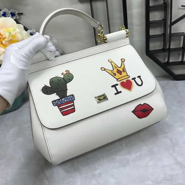 Replica Cheap Dolce & Gabbana White Tote Messenger Bags High Quality