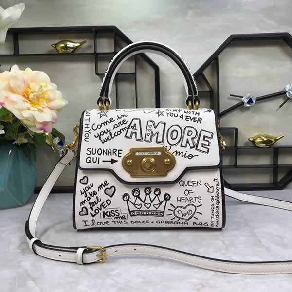 Fake 1:1 Quality Dolce & Gabbana White Graffiti Handbag