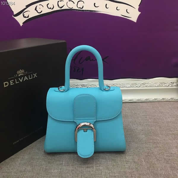 Replica Delvaux Brillant Top Handle Bags Blue Messenger Bags