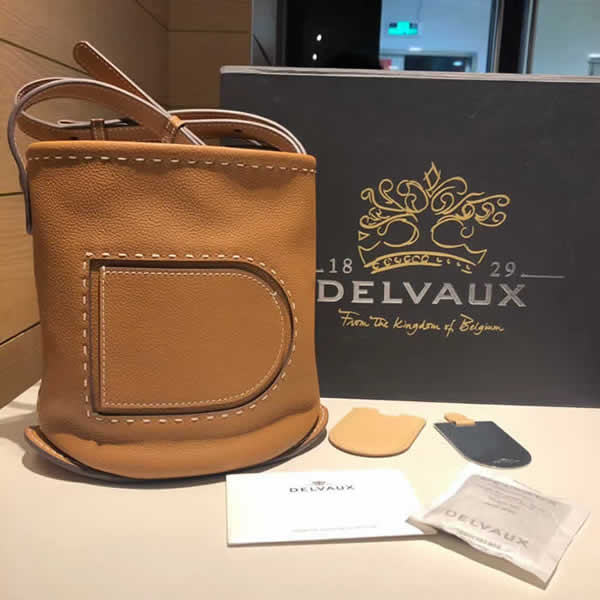 Fashion Replica New Casual Delvaux Khaki Handbags Bucket Bag 1:6 Quality