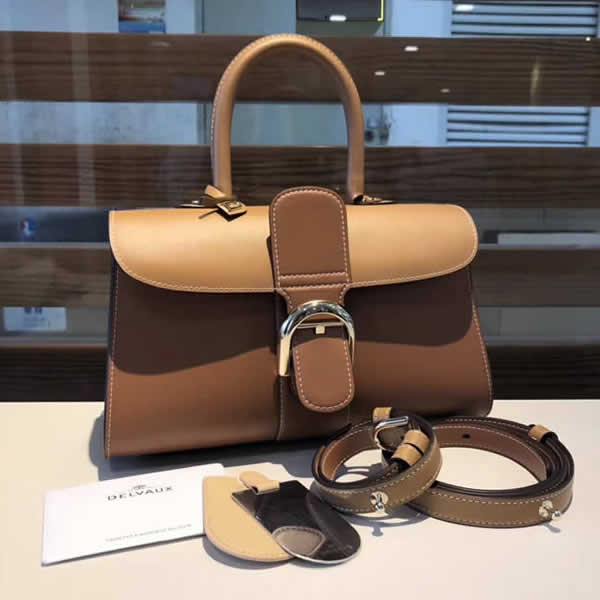 Fake Spring Summer New Delvaux Box Brown Portable Shoulder Bag