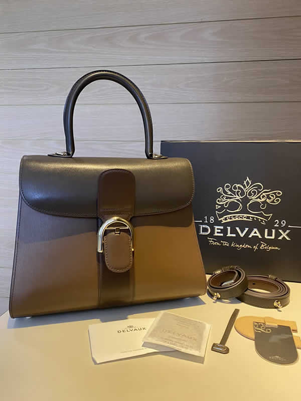Fake Top Quality New Delvaux Gorgeous Box Brown Flap Shoulder Bag