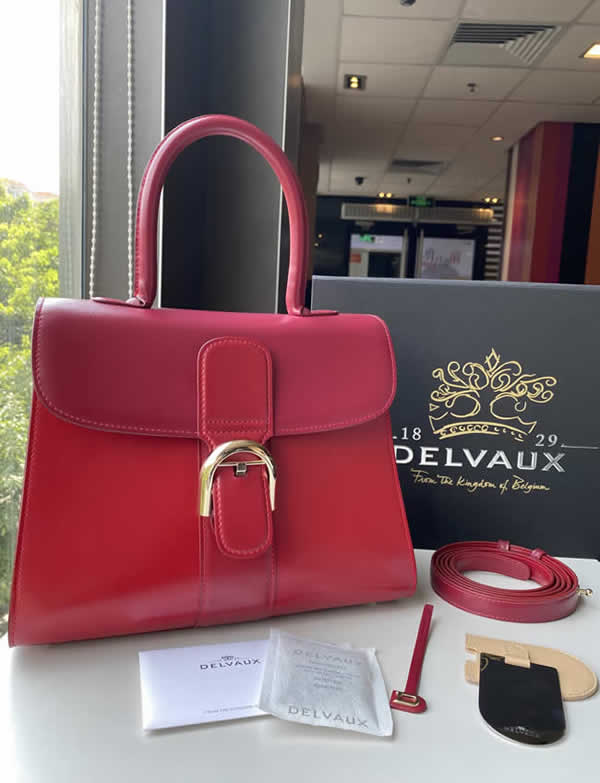 Fake Top Quality New Delvaux Gorgeous Box Red Flap Shoulder Bag