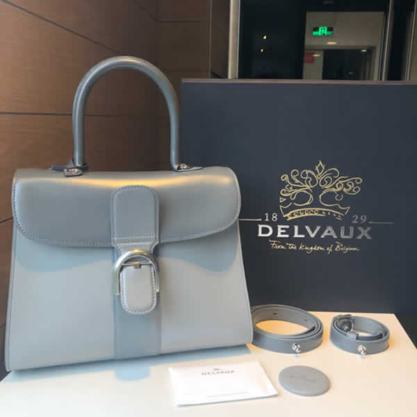 Fake Top Quality New Delvaux Gorgeous Box Gray Flap Shoulder Bag