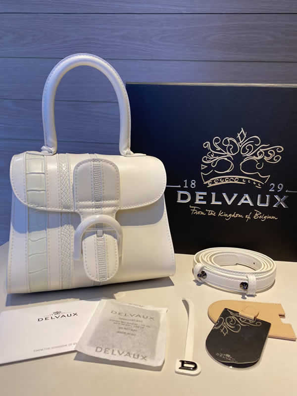 Fake Delvaux Brillant Box Lizard Pattern White Portable Messenger Bag