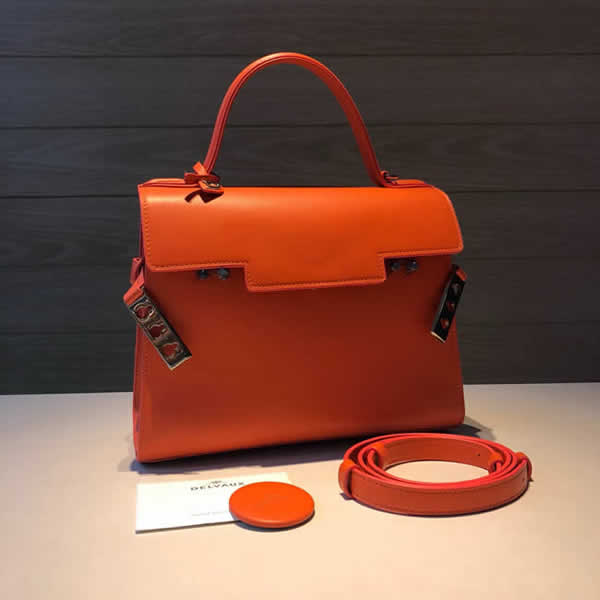 Fake Top Quality Delvaux Tempete Classic Orange Flap Tote Crossbody Bag