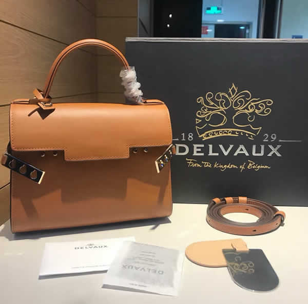 Fake Cheap Delvaux Tempete Classic Brown Flap Tote Crossbody Bag