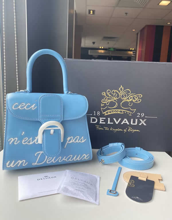 Replica Delvaux Flap Tote Messenger Bag Blue Shoulder Bag