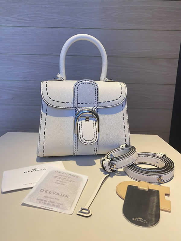 Fake Delvaux Brillant Togo White Flap Tote Crossbody Bag