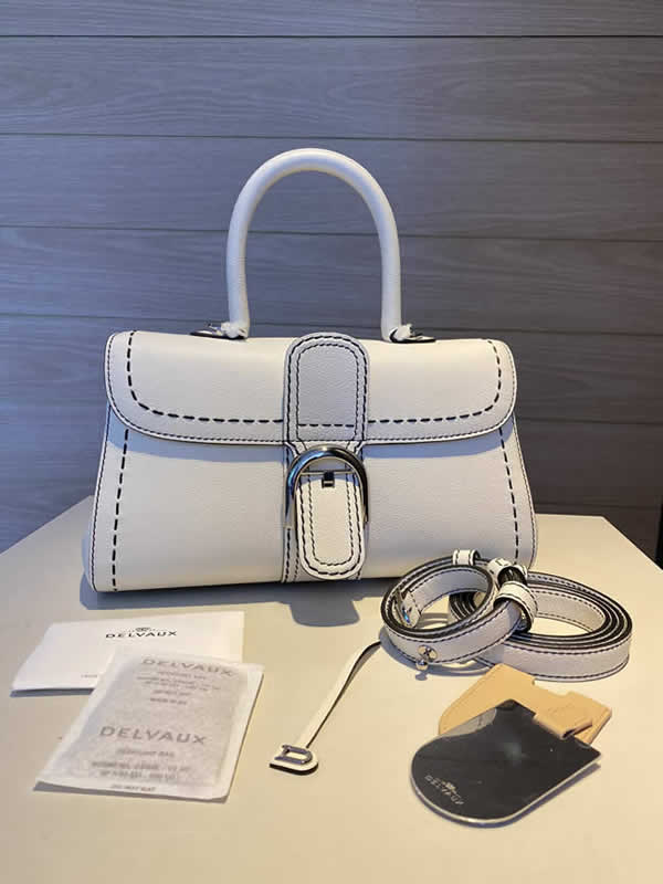 Replica Discount Delvaux Brillant Togo White Flap Tote Crossbody Bag