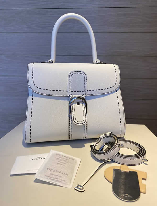 Knock Off Delvaux Brillant Togo White Flap Tote Crossbody Bag