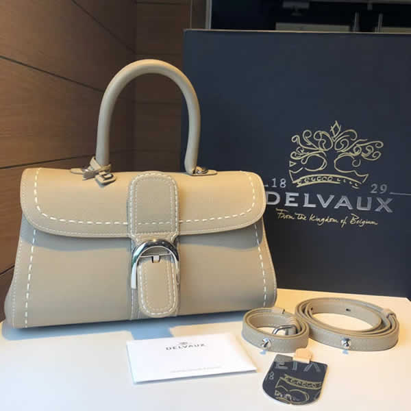 Replica Discount Delvaux Brillant Togo Gray Flap Tote Shoulder Bag