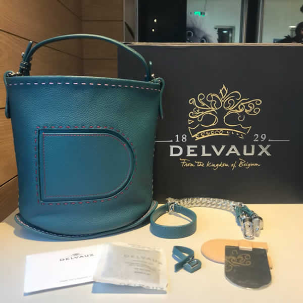 Fake Cheap Delvaux New Leather Casual Bucket Bag Green Shoulder Bag