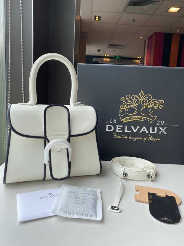Replica Discount Delvaux Luxury Box Cowhide White Crossbody Bag