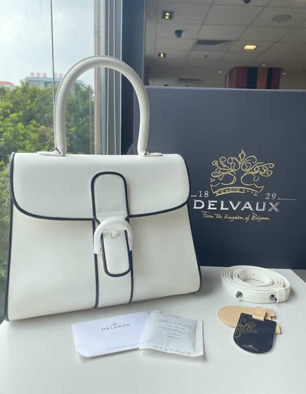 Fake Cheap New Delvaux Luxury Box Cowhide White Crossbody Bag