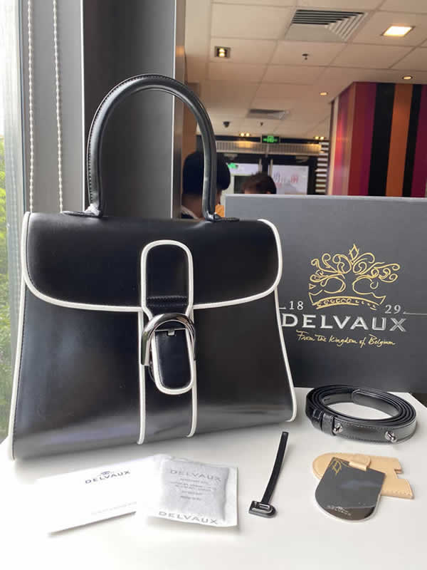 Fake Fashion Discount Delvaux Box Cowhide Black Crossbody Bag