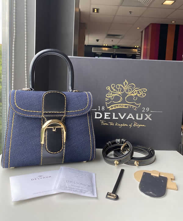 Fake Delvaux New Elegant Brillant Trench Blue Tote Crossbody Bag